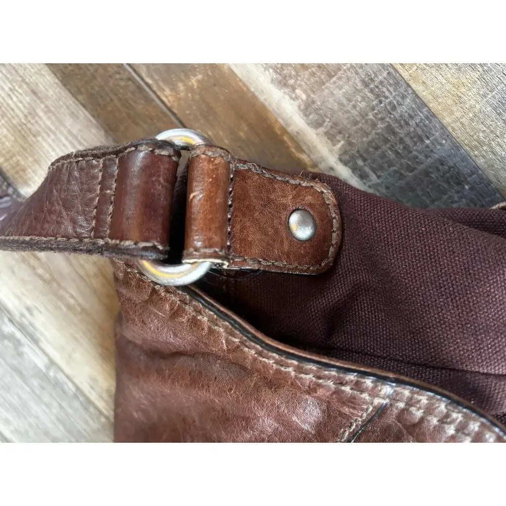 FOSSIL Messenger Bag Cross Body Brown Leather Purse Mens Womens